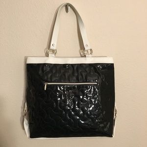Black & White Faux Shiny Leather Tote NWOT